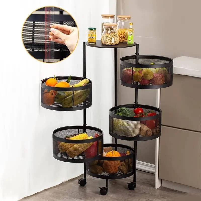 5 Layer (Round) Full Metal Fruit/Vegetable Rack