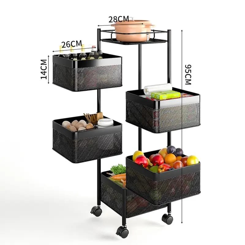 5 Layer Square Shape Kitchen Rack