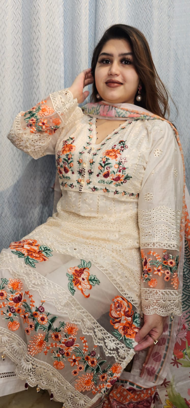 ঈদের স্পেশাল পাকিস্তানি চিকেন কারি বোরিং সিল্ক মিক্স কটন ড্রেস